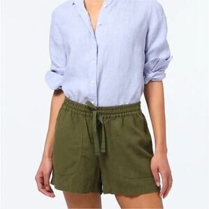 Point Sur Olive Green Linen Blend Drawstring Shorts Size Medium